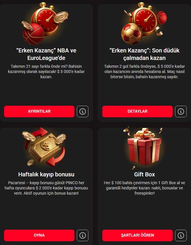 Kayıt sonrası para yatırma işlemlerinde erişilebilen farklı bonus seçenekleri